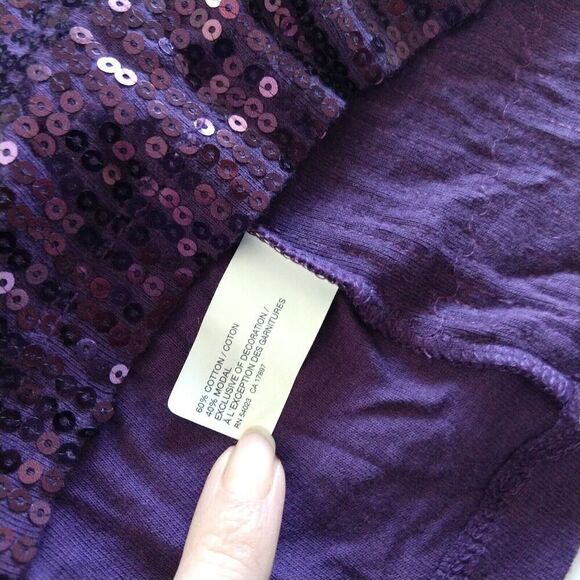 Gap Vintage Y2K Sequin Tank Going Out Top Size L New Purple Scoop Neck Cami - Picture 4 of 5